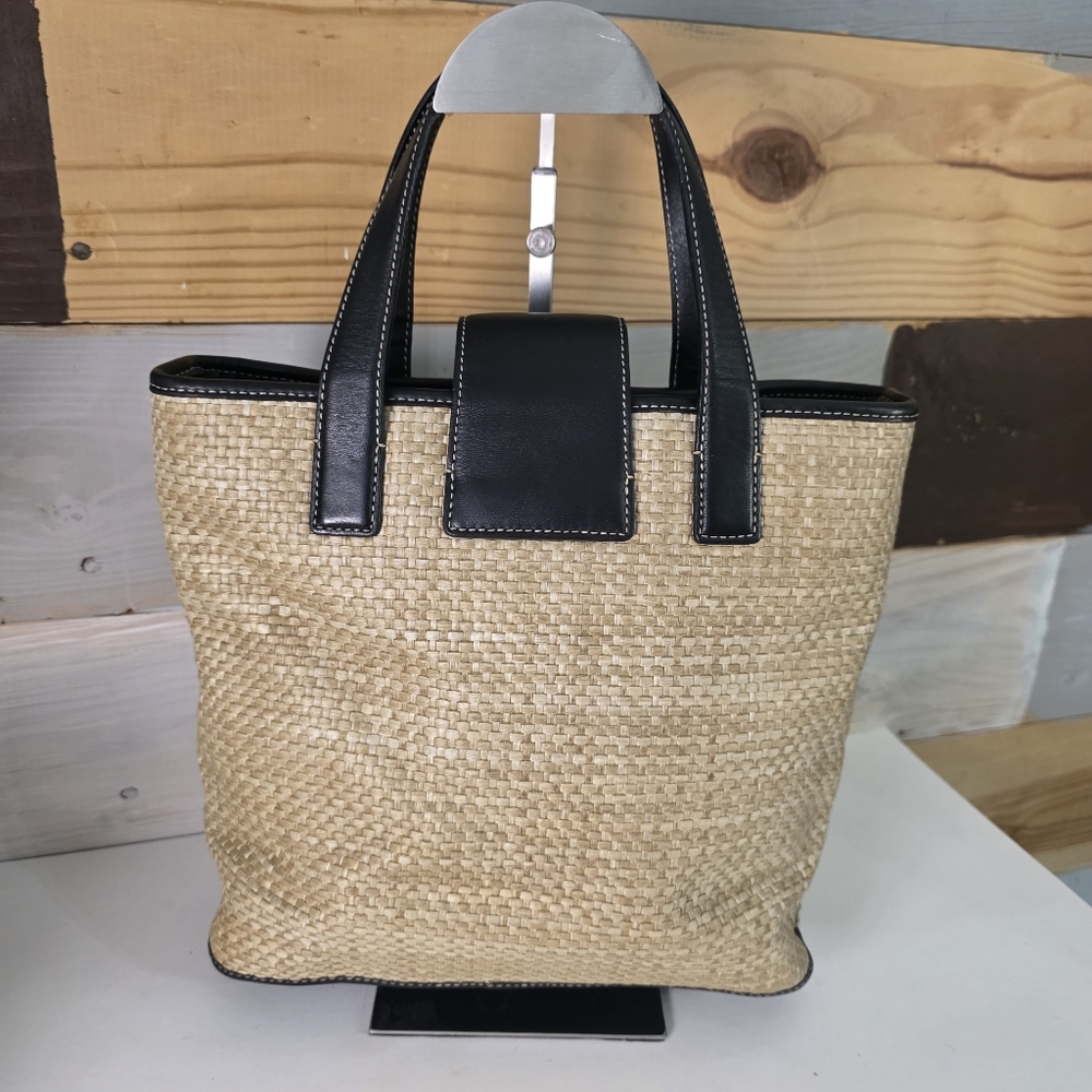Coach Black and Tan Woven Tote Bag & Coach Scarf - Picture 5 of 15